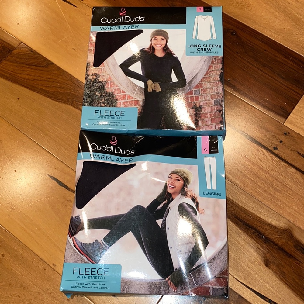 NWT ~ CUDDL DUDS WARM LAYER ~ TOP & BOTTOM~ BLACK - SIZE SMALL